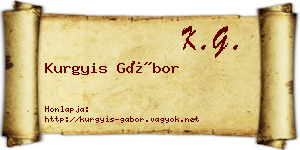 Kurgyis Gábor névjegykártya